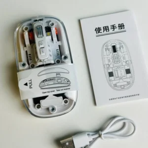 GearUP WM30 Transparent Crystal 2.4G + Bluetooth Magnetic Wireless Mouse- White Color