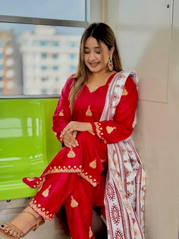 Embroidery Cotton Three Piece