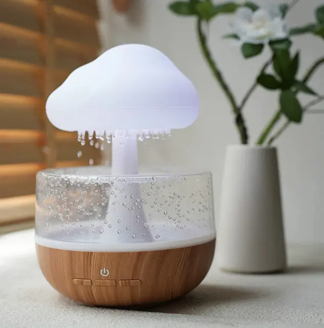 Rain Cloud Night Light Humidifier with Raining Water Drop Sound Oil Diffuser for Bedroom