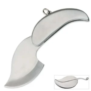 Stainless Steel Silver Keychain Key Chain Key Ring Mini Fold Leaf Blade Tool
